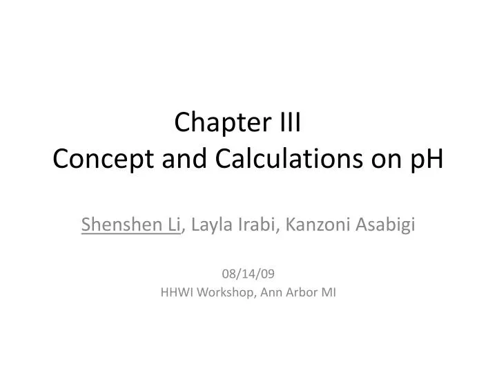 chapter iii concept and calculations on ph
