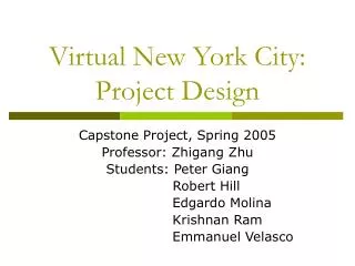 Virtual New York City: Project Design