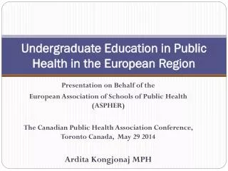 Undergraduate Education in Public Health in the European Region