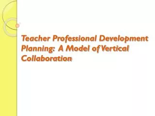 Teacher Professional Development Planning: A Model of Vertical Collaboration