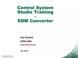 Control System Studio Training - EDM Converter