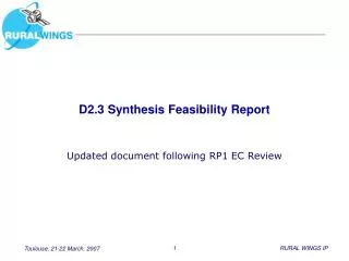 D2.3 Synthesis Feasibility Report