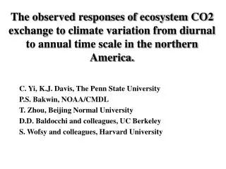 C. Yi, K.J. Davis, The Penn State University P.S. Bakwin, NOAA/CMDL