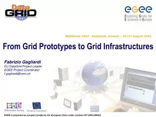 Fabrizio Gagliardi EU DataGrid Project Leader EGEE Project Coordinator f.gagliardi@cern.ch