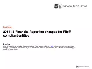 2014-15 Financial Reporting changes for FReM compliant entities