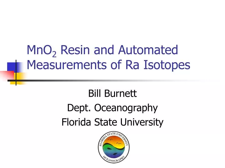 mno 2 resin and automated measurements of ra isotopes