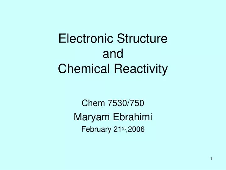 electronic structure and chemical reactivity