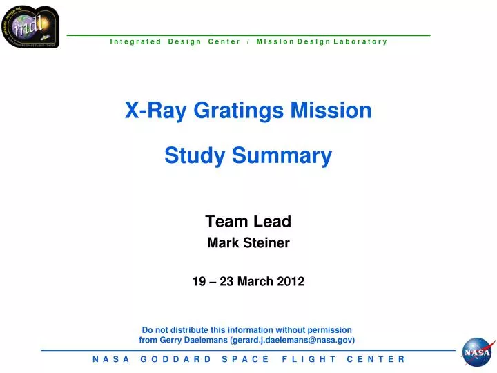 x ray gratings mission study summary