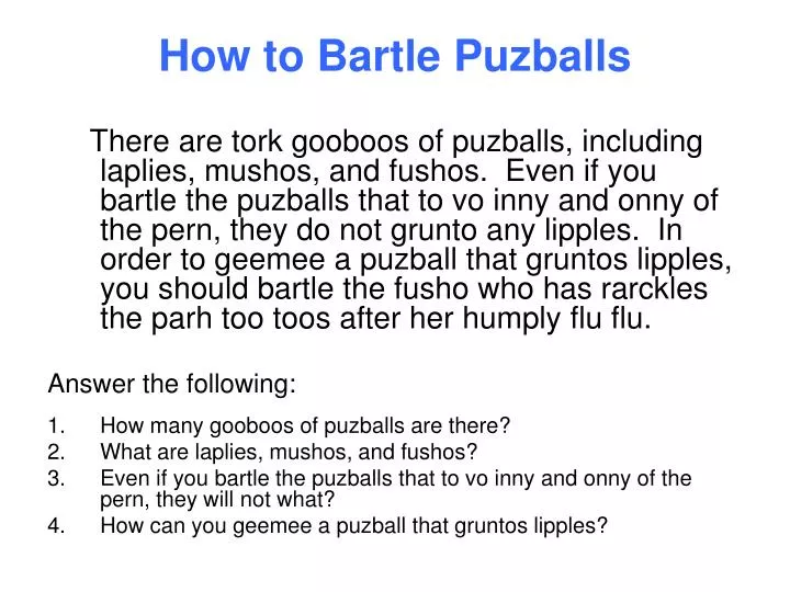 how to bartle puzballs