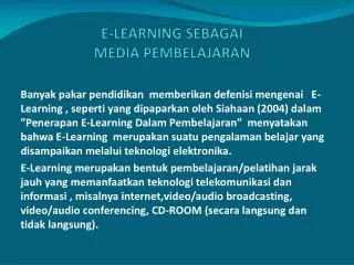e learning sebagai media pembelajaran