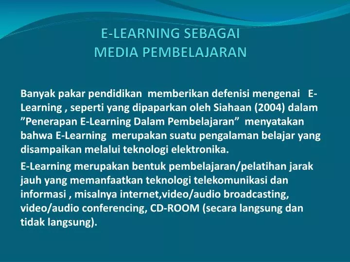 e learning sebagai media pembelajaran