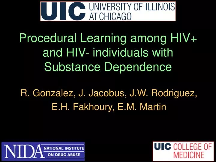 procedural learning among hiv and hiv individuals with substance dependence