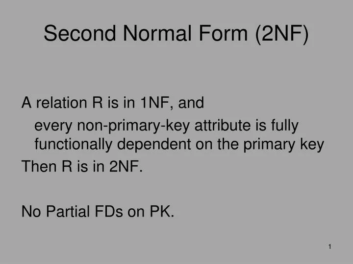 second normal form 2nf