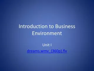 Introduction to Business Environment