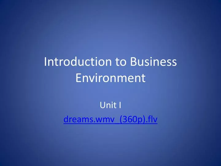 introduction to business environment