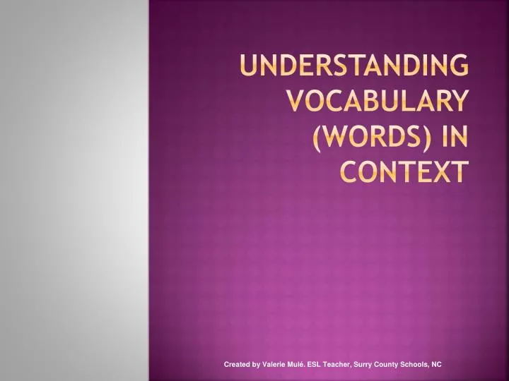 understanding vocabulary words in context