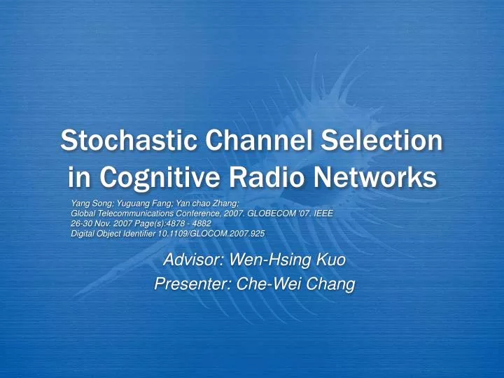 stochastic channel selection in cognitive radio networks