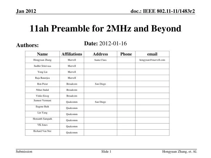 11ah preamble for 2mhz and beyond