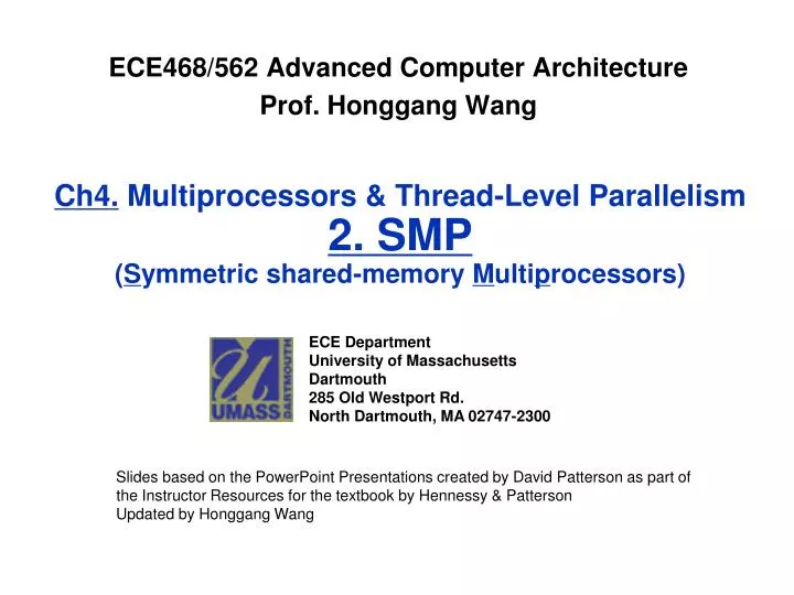 ch4 multiprocessors thread level parallelism 2 smp s ymmetric shared memory m ulti p rocessors