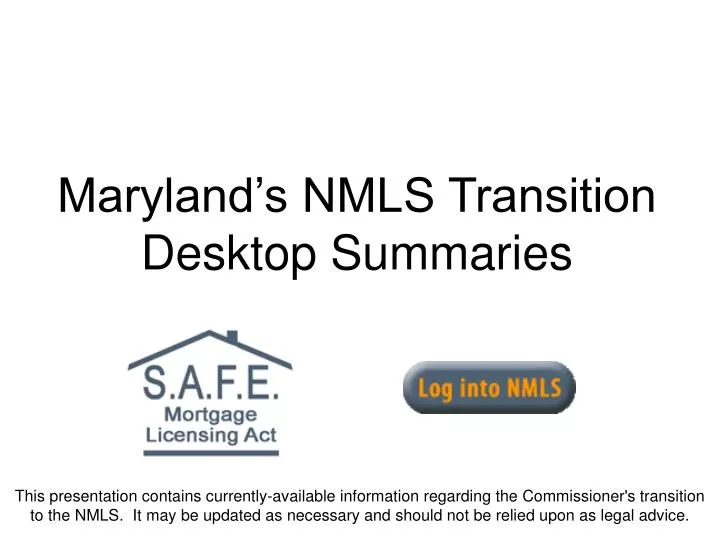 maryland s nmls transition desktop summaries