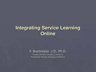 Integrating Service Learning Online