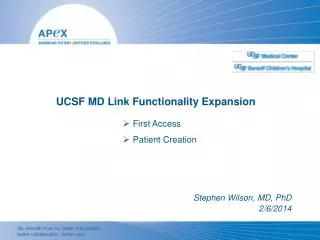 UCSF MD Link Functionality Expansion