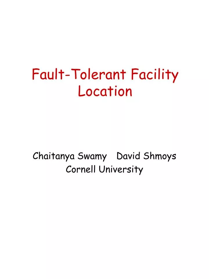 fault tolerant facility location