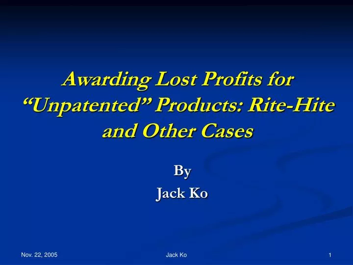 awarding lost profits for unpatented products rite hite and other cases