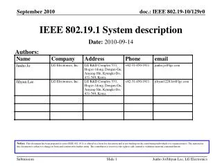 IEEE 802.19.1 System description