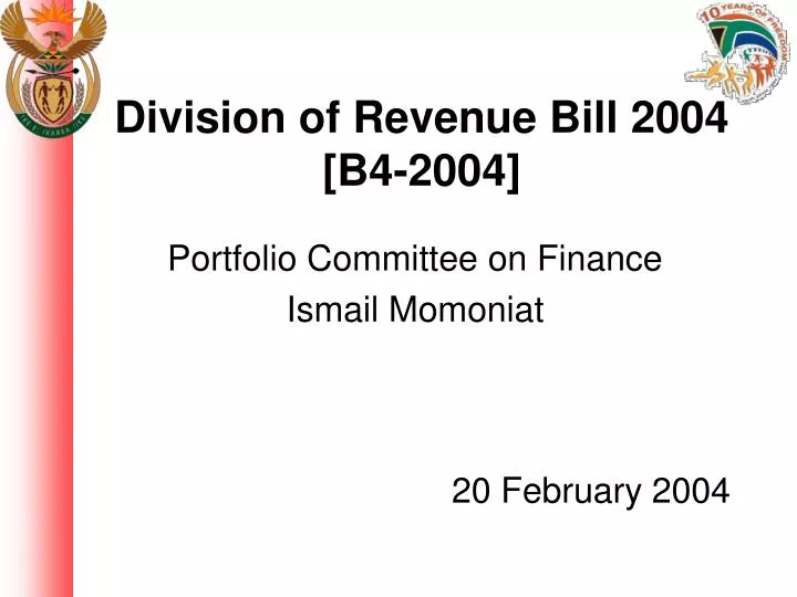 division of revenue bill 2004 b4 2004