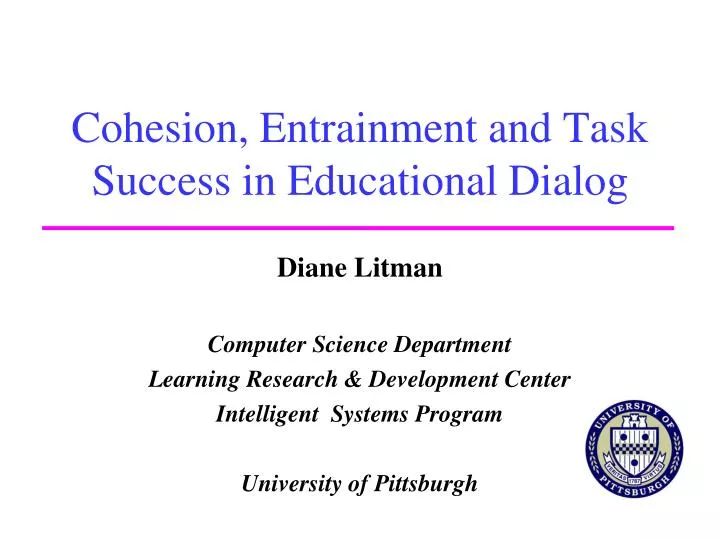 cohesion entrainment and task success in educational dialog