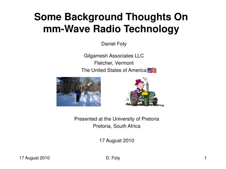 some background thoughts on mm wave radio technology