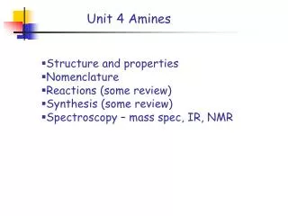 Structure and properties Nomenclature Reactions (some review) Synthesis (some review)