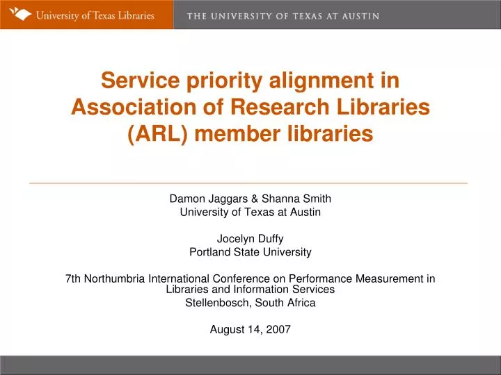 service priority alignment in association of research libraries arl member libraries