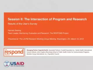 Session II: The Intersection of Program and Research
