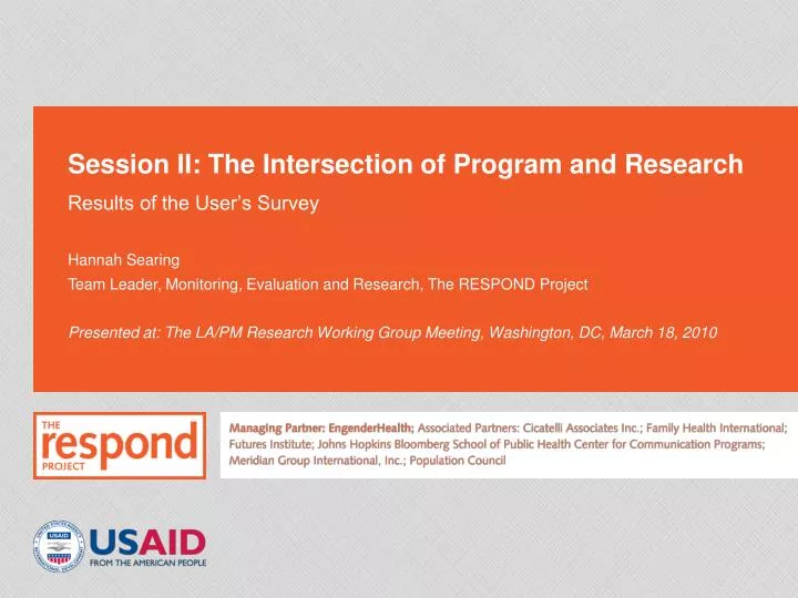 session ii the intersection of program and research