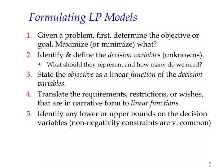 formulating lp models