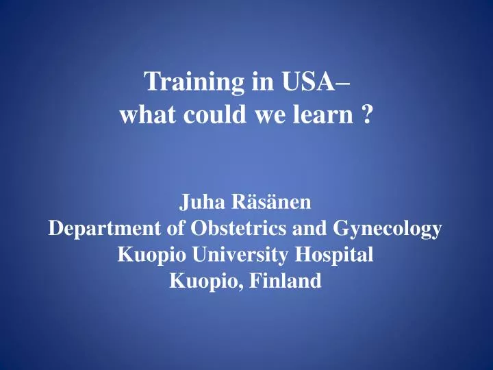 training in usa what could we learn