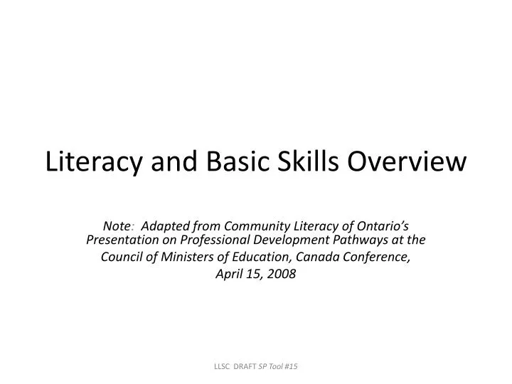 literacy and basic skills overview