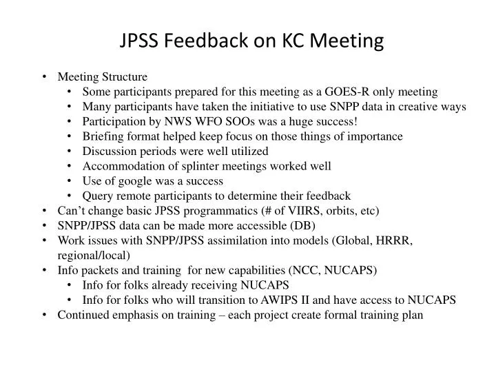 jpss feedback on kc meeting
