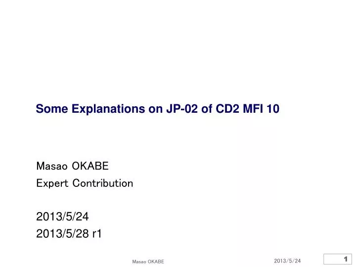 some explanations on jp 02 of cd2 mfi 10