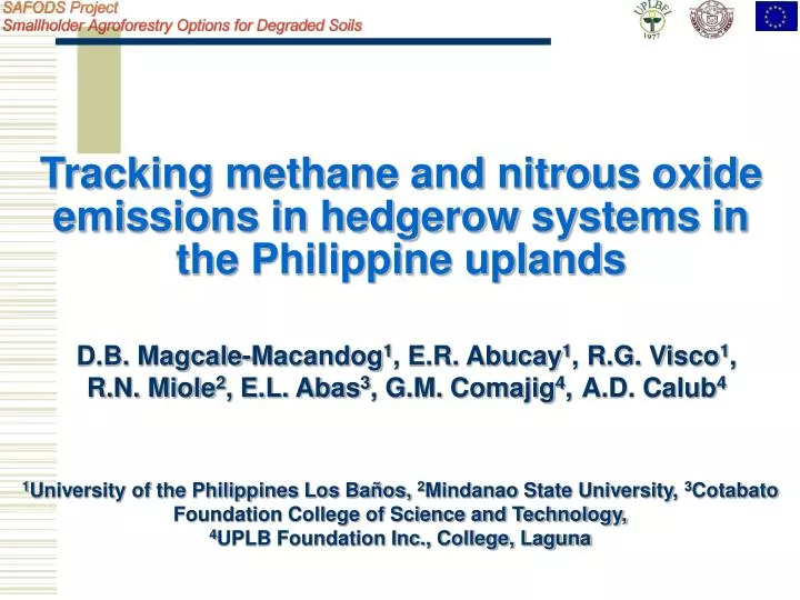 tracking methane and nitrous oxide emissions in hedgerow systems in the philippine uplands