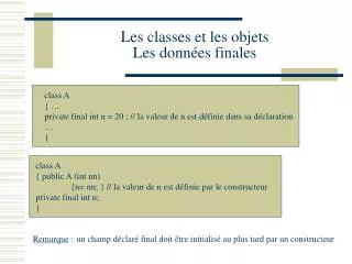 les classes et les objets les donn es finales