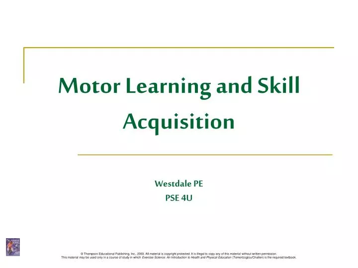 motor learning and skill acquisition westdale pe pse 4u