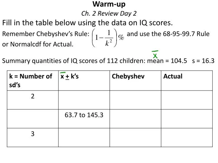warm up ch 2 review day 2
