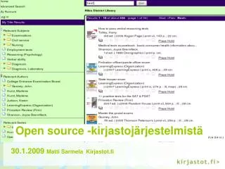 open source kirjastoj rjestelmist
