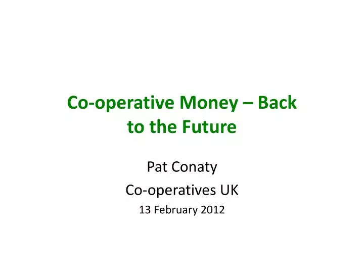 co operative money back to the future