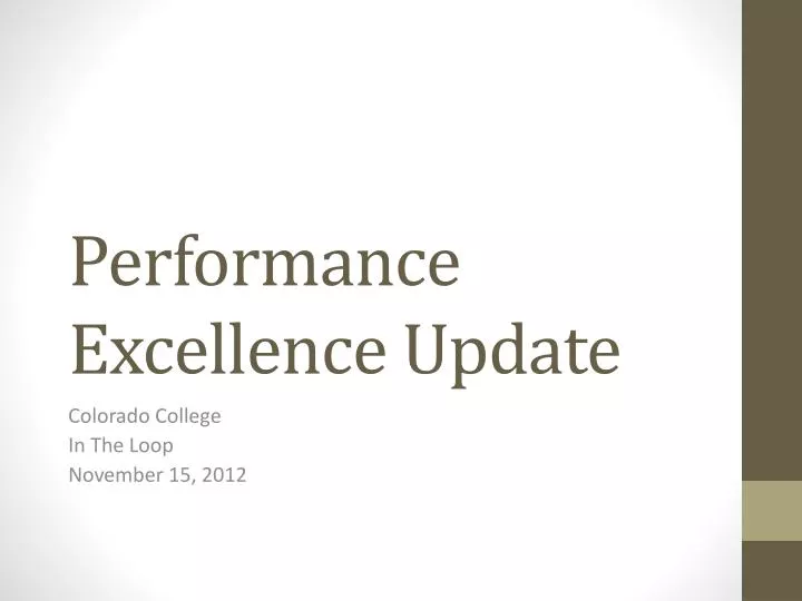 performance excellence update