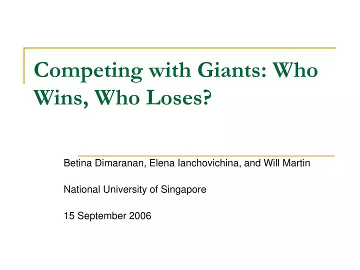 competing with giants who wins who loses