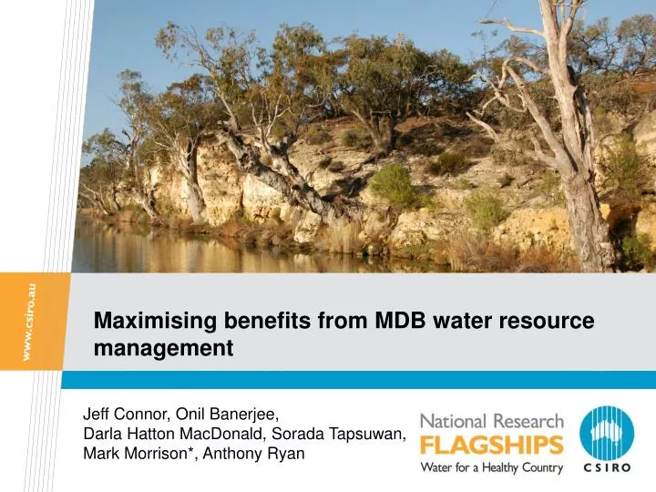 maximising benefits from mdb water resource management